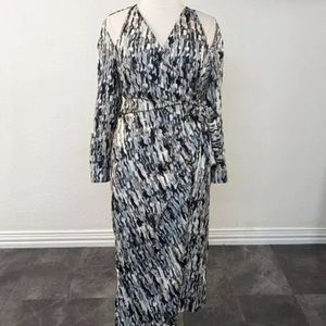 Eloquii printed satin wrap dress with cut out. Size 16